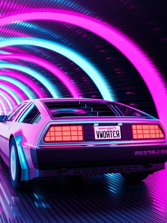 Traseira do carro DeLorean do filme De Volta para o Futuro