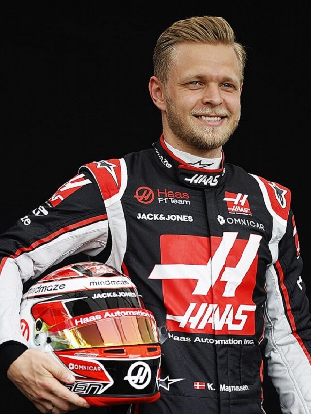 Piloto de corrida Kevin Magnussen na equipe da Hass