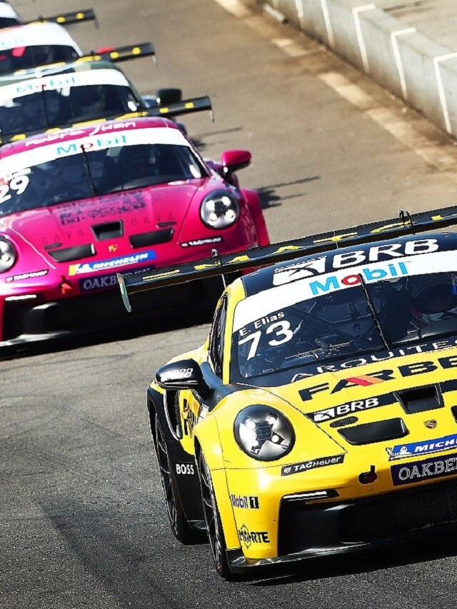Carros de corrida da competição Porsche Cup Brasil 2022