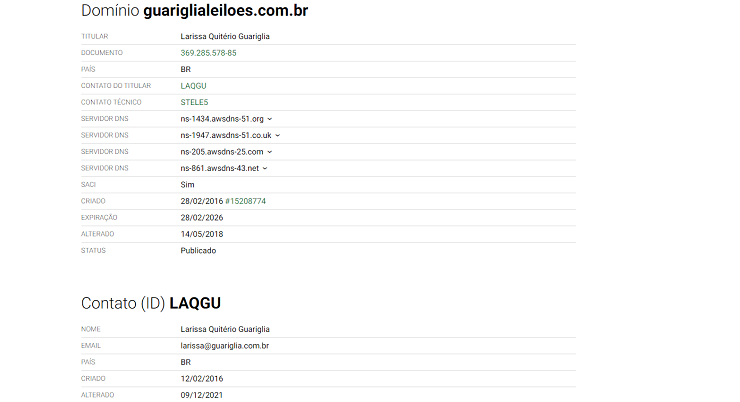 Domínio do site Guariglia leilões