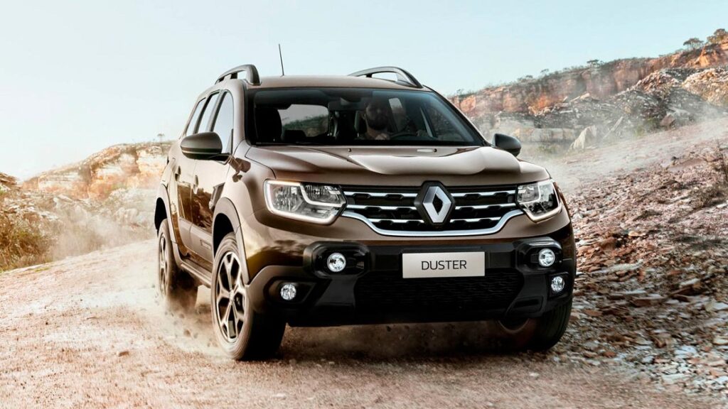 Duster 2023 turbo rodando em uma estrada de pedras