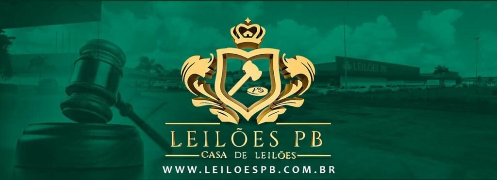 Propaganda do site da leiloeira Leilões PB com empresa ao fundo