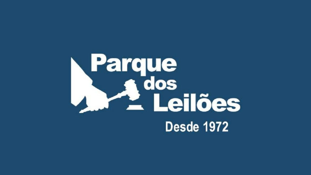 Parque dos Leilões é confiável - logo da leiloeira com fundo azul