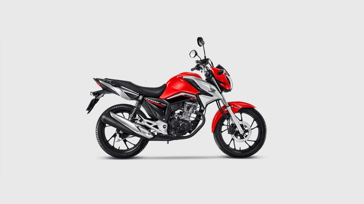 Lateral da CG Titan 160 Honda 2023 vermelho perolizado