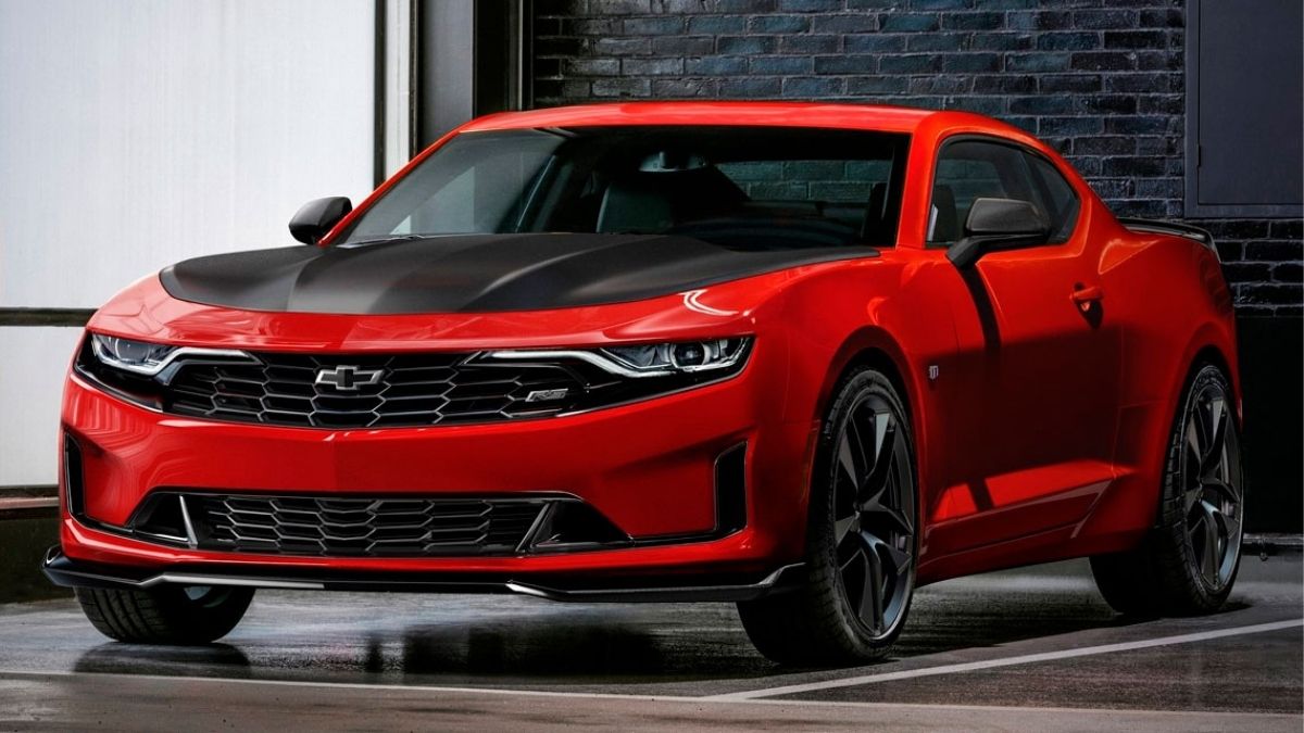 Exterior do Camaro 2023 vermelho