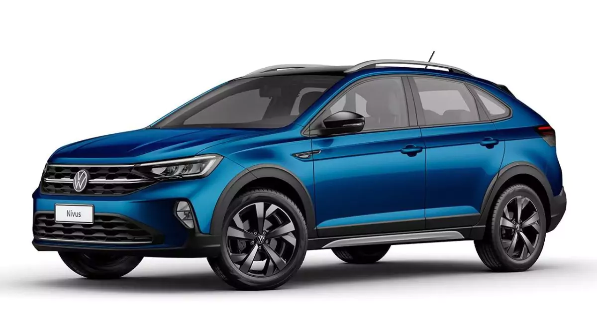 Lateral do Volkswagen Nivus 2023 na cor azul