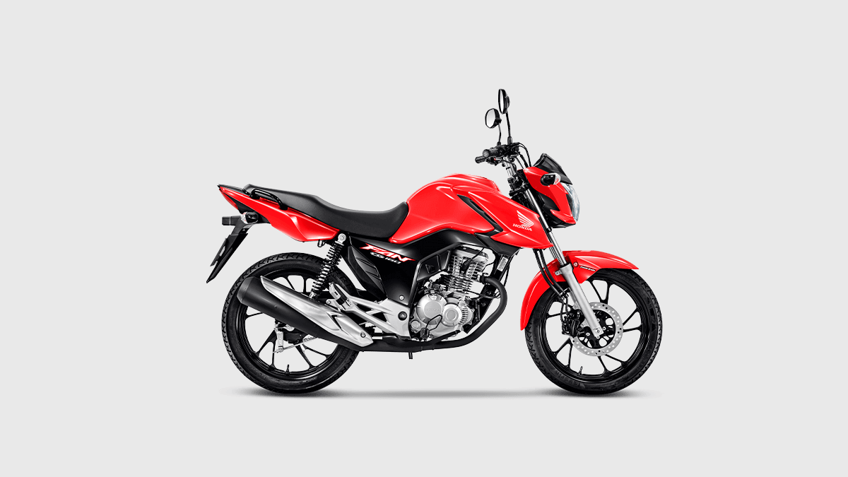 Foto lateral da CG 160 Fan 2023 na cor vermelho perolizado