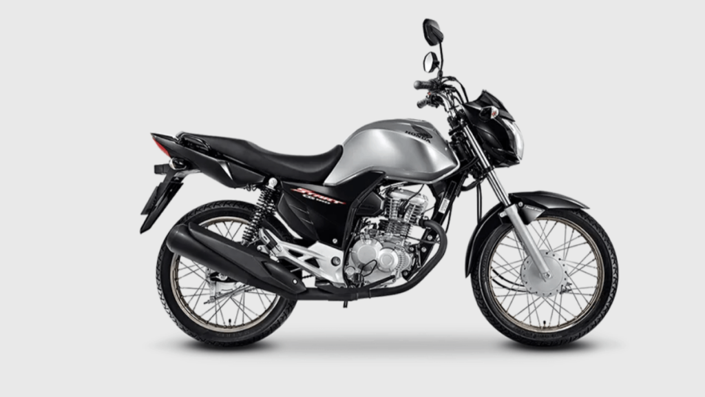 Foto lateral da CG 160 Start 2023 na cor Cinza metálico