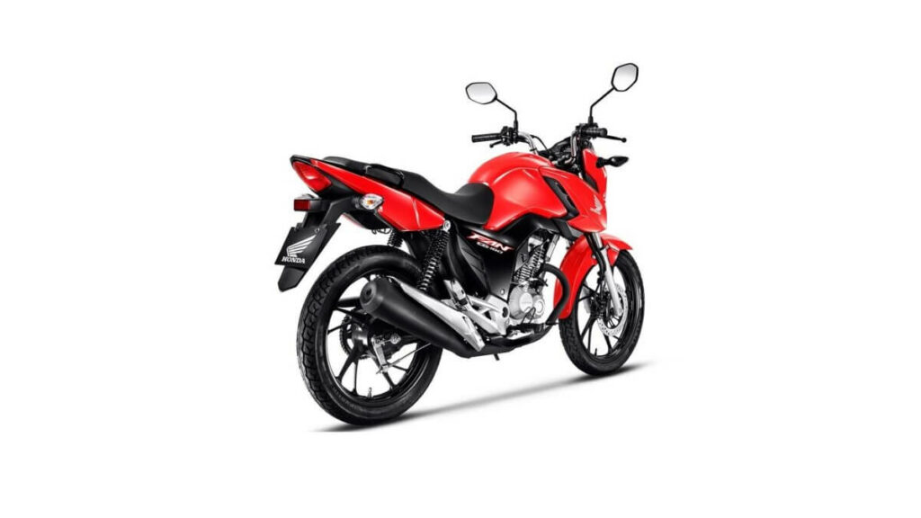 Foto traseira da CG 160 Fan 2023 na cor Vermelho Perolizado
