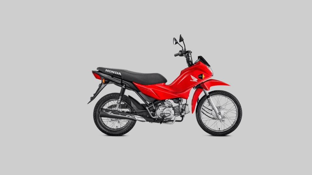 Foto lateral de uma Honda POP 110i 2023 vermelha