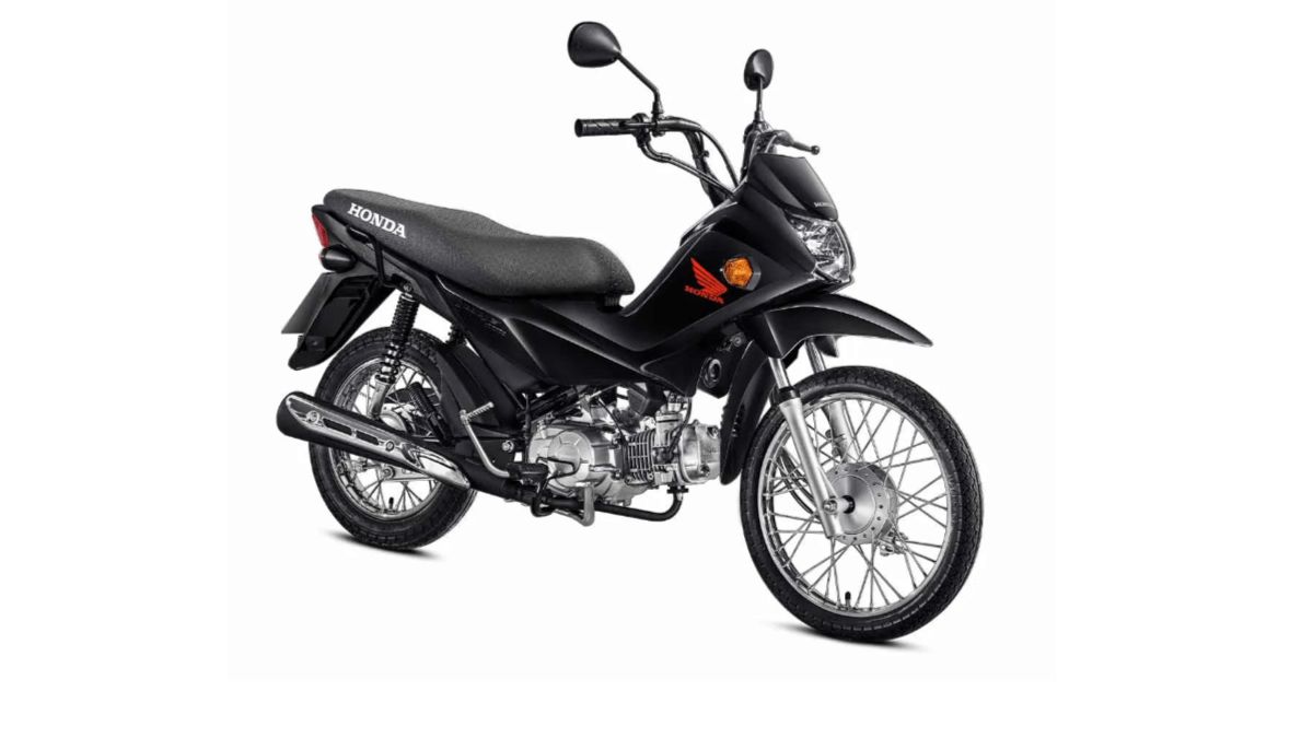 Foto lateral de uma Honda POP 110i 2023 na cor preta