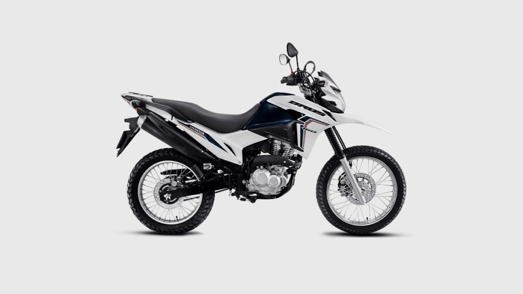 Imagem lateral da NXR 160 Bros 2023 na cor branca