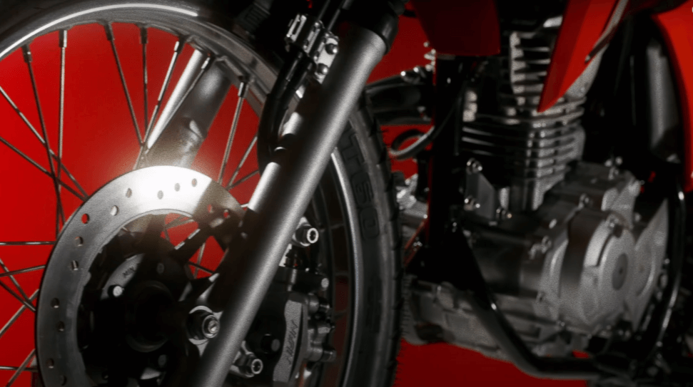 Imagem do disco de freio e motor da NXR Bros 160