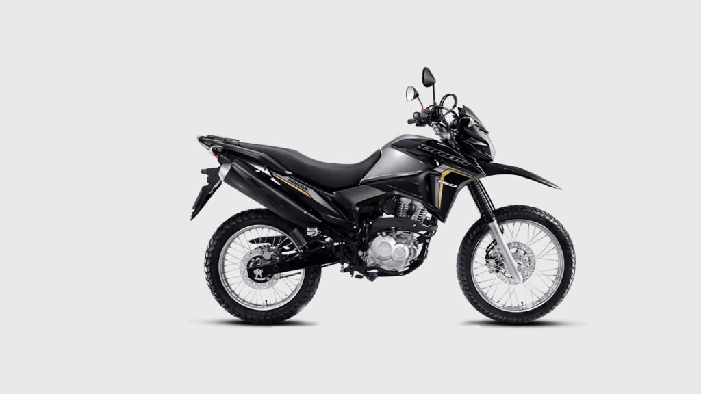 Foto lateral da Honda NXR 160 Bros 2023 na cor preta