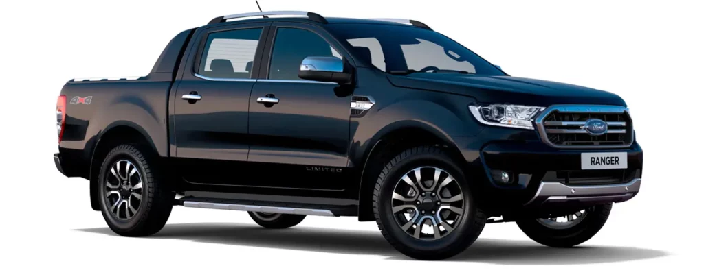 Foto lateral de uma Ranger 2023 preta