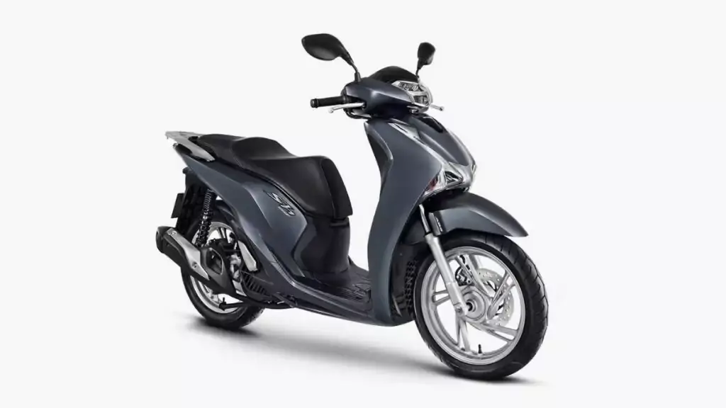 Foto lateral de uma SH 150i 2023 azul escuro