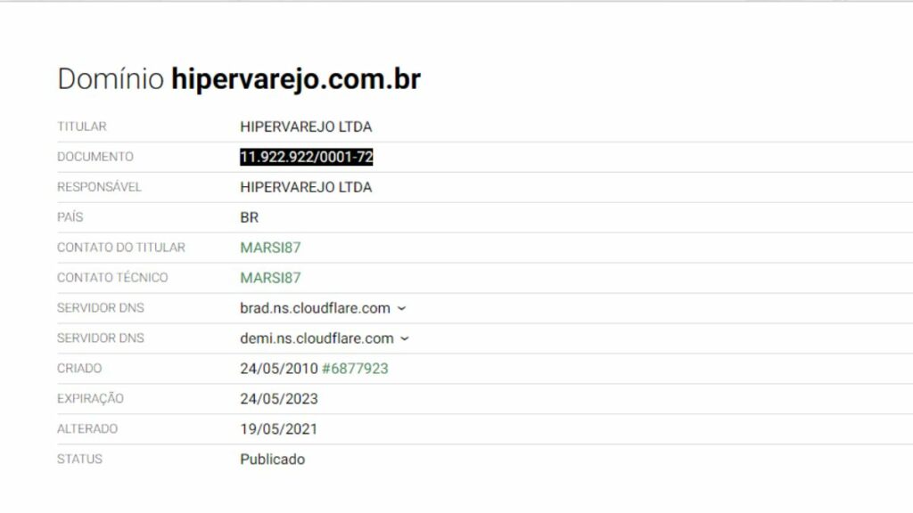 Print do site Whois