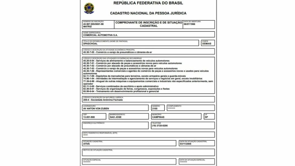 Print do CNPJ da AutoZ