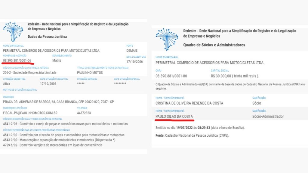 Print do CNPJ e Quadro Societário