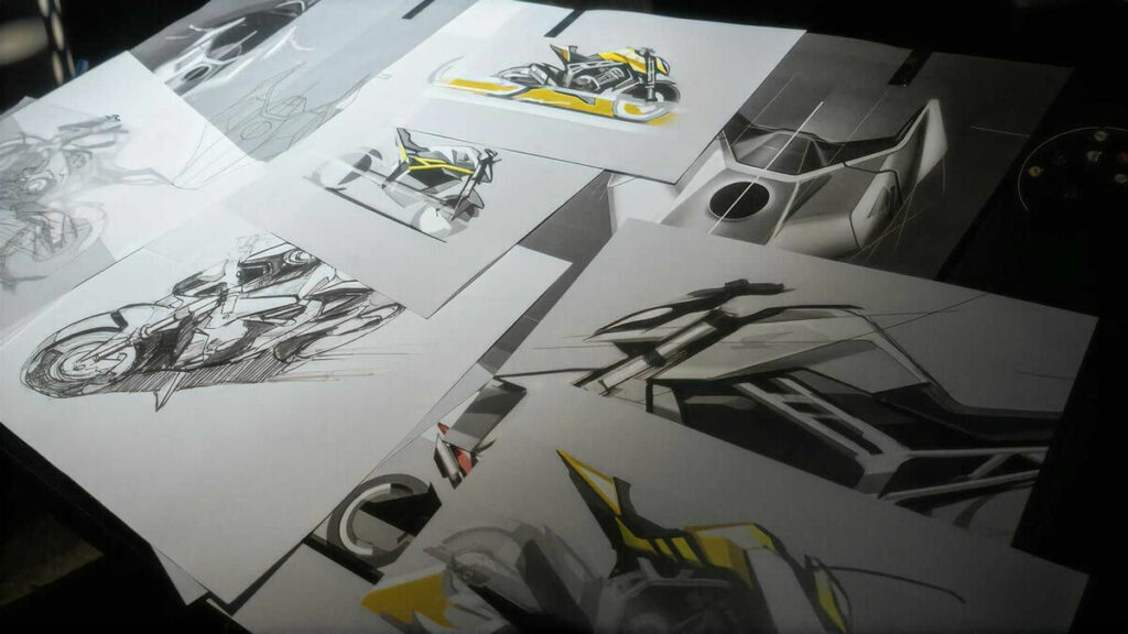 Foto de desenhos e protótipos da Hornet