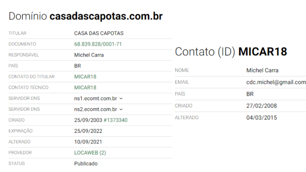 Domínio do site