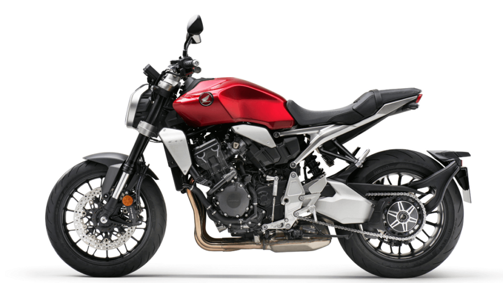 Foto lateral de uma CB 1000R 2023 Vermelha