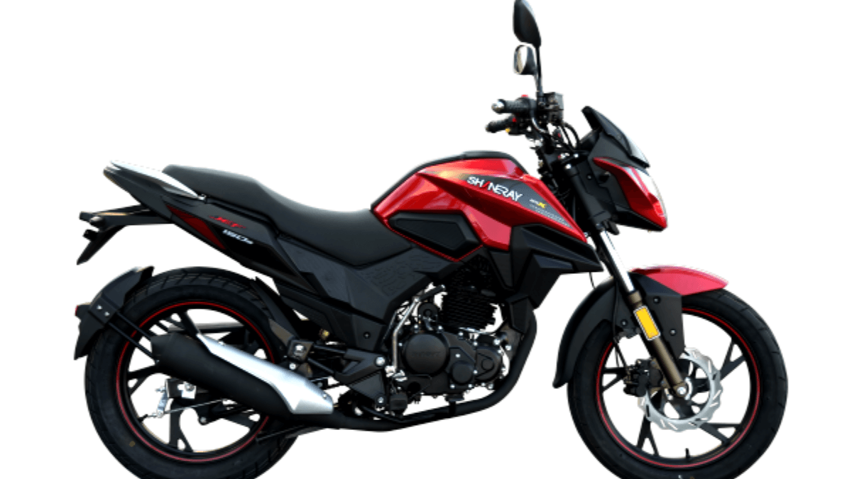 Shineray JEF 150 vermelha de lado.