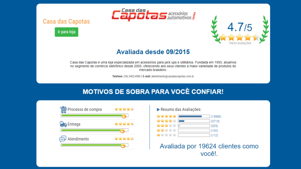 Loja Confiável. A Casa das Capotas é confiável?