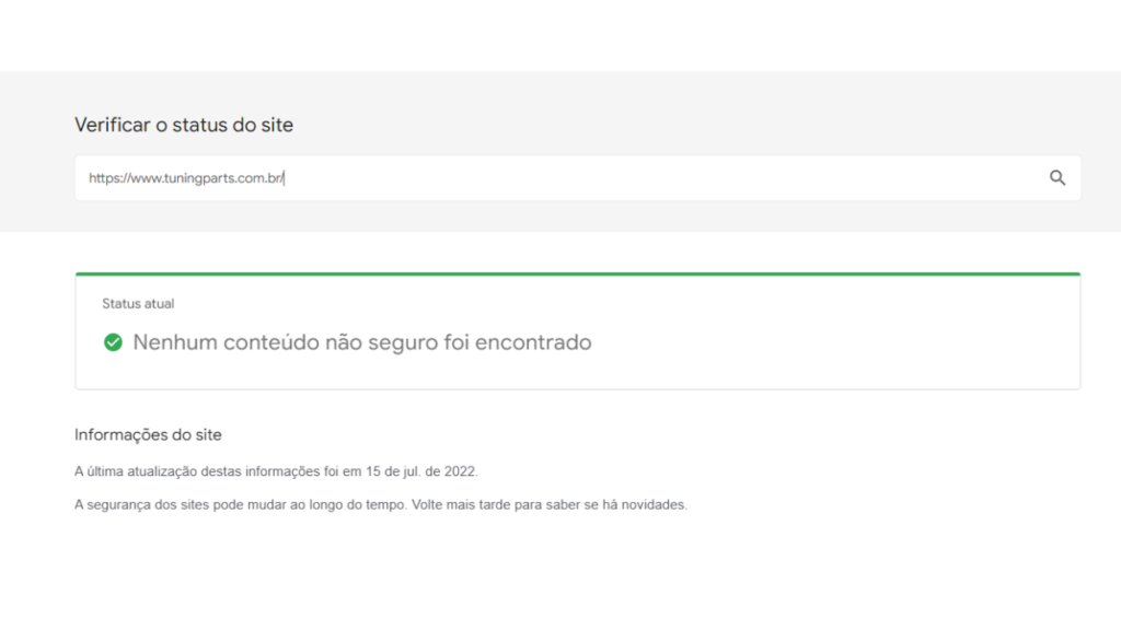 Status de Navegação Segura Google