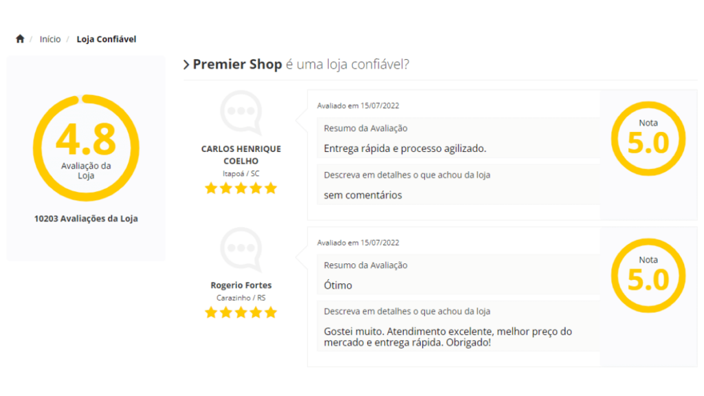 Notas internas do site