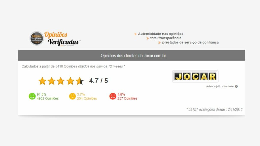 Print do site Opiniões Verificadas