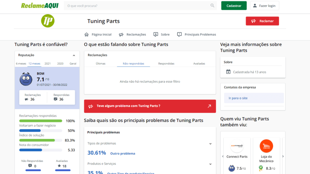 Reclame Aqui Tuning Parts