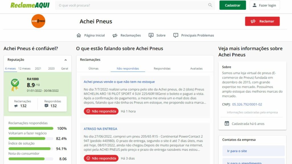 Reclame Aqui Achei Pneus