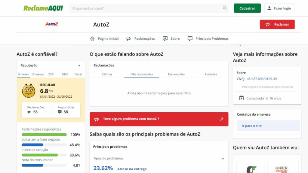 Print do Reclame Aqui