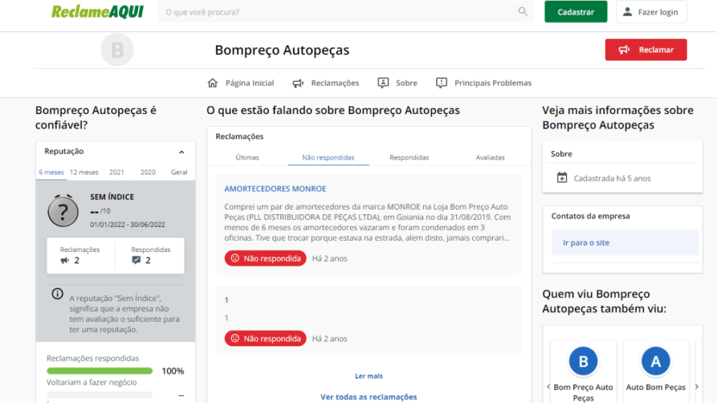 Print do Reclame Aqui