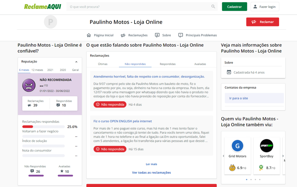 Print do Reclame Aqui