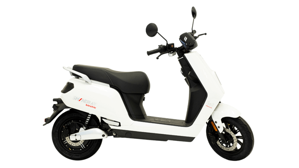 Moto SE-2 branca de lado.