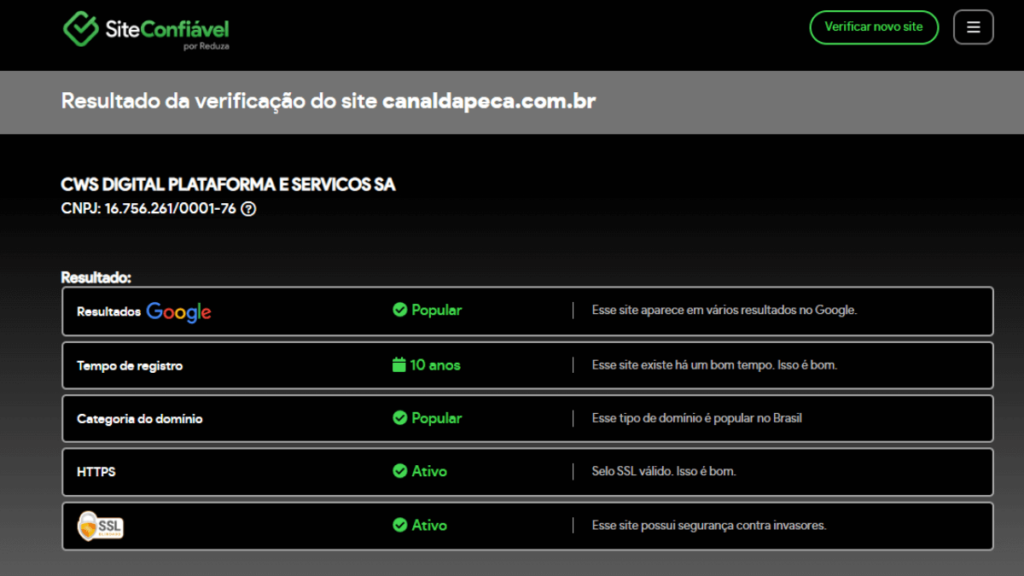 Print do Site Confiável