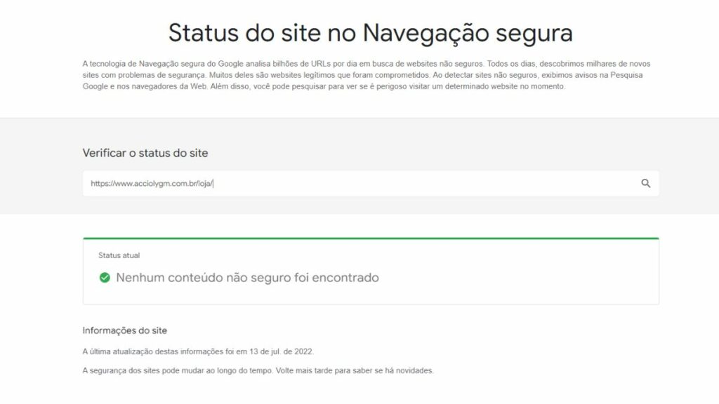 Print do Status de Navegação Google