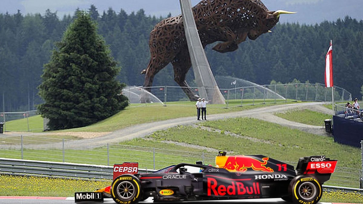 Foto do anel com o touro da Red Bull foto característica do GP