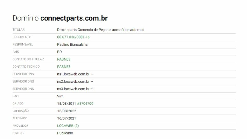 Print do site Whois