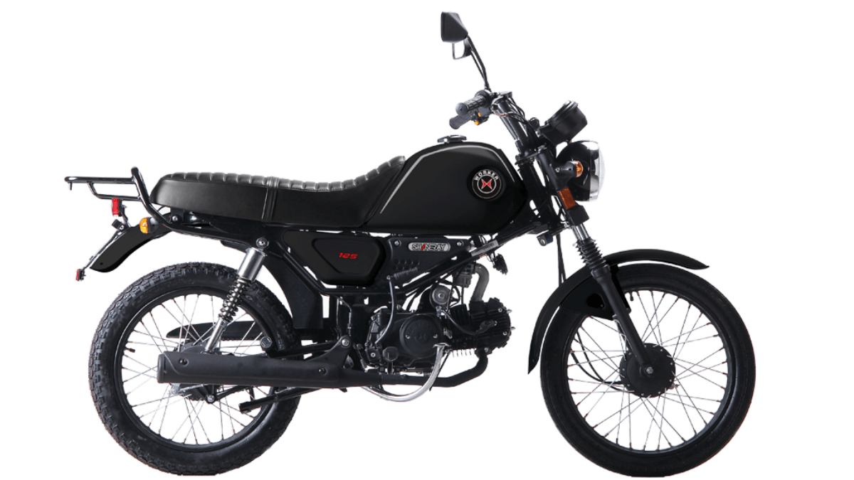 Shineray Worker 125 2023 de lado na cor preta.