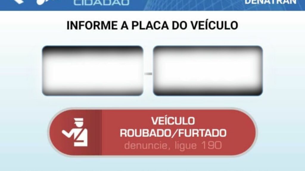 Imagem de veículo com alerta de roubo n o aplicativo.