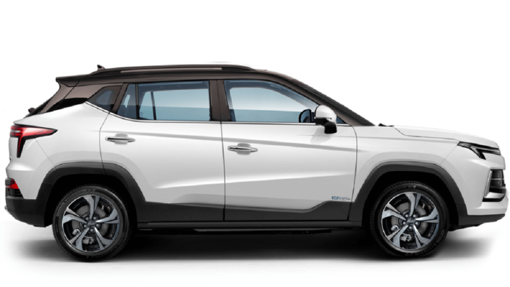 JAC E-JS4 2023 branco, de lado.