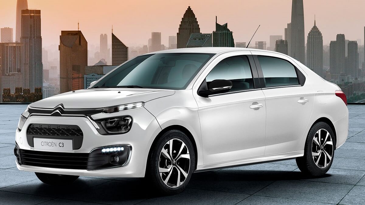 Foto da projeção do Citröen C3 sedan branco