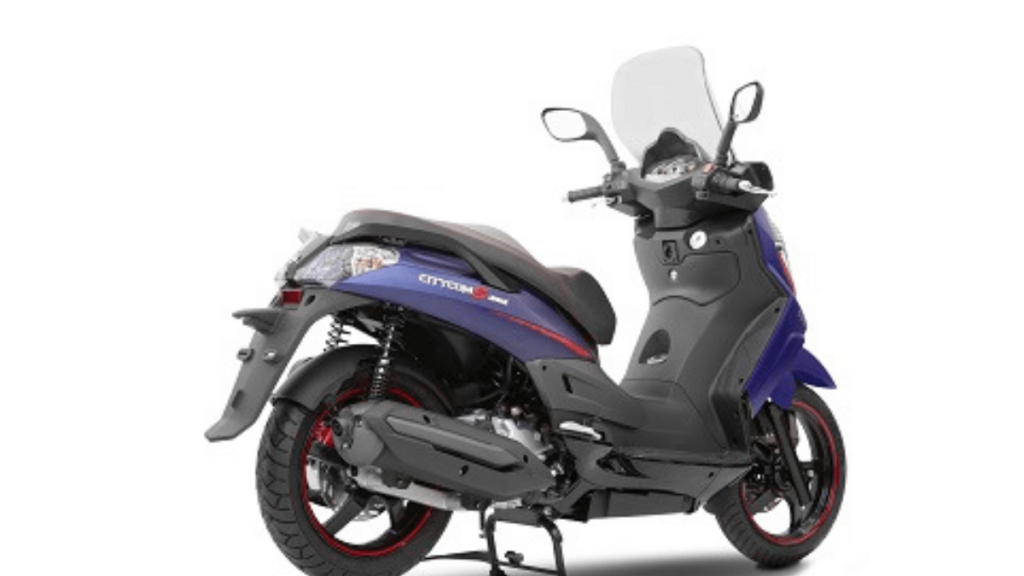 A Citycom 300i de lado na cor azul.