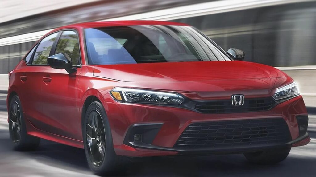 Foto de um Civic Hibrido vermelho