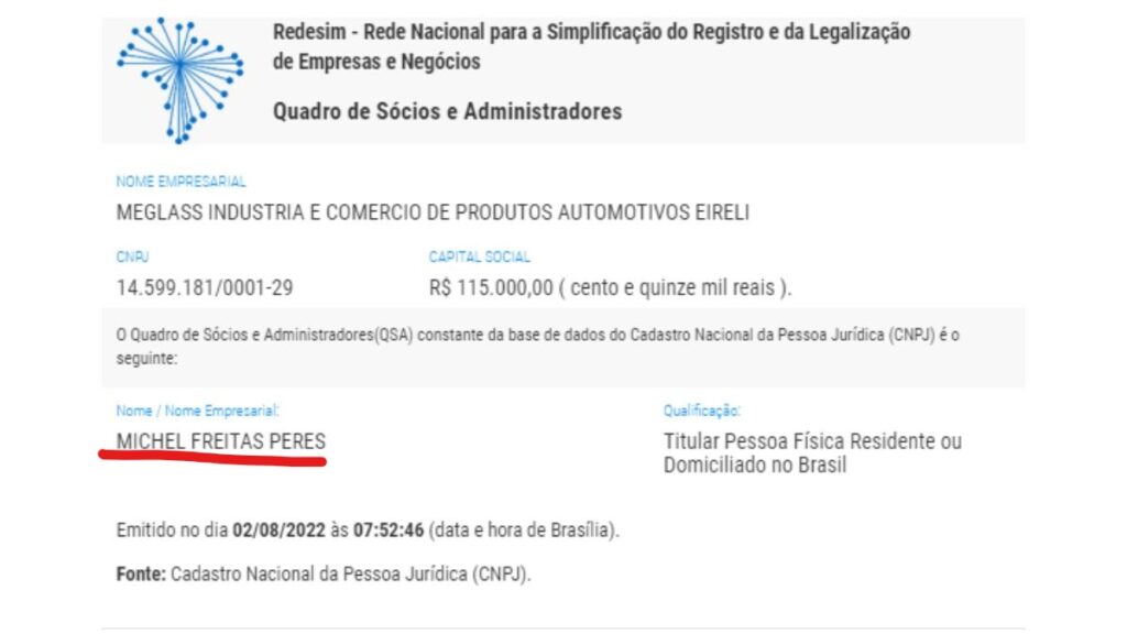 Print da consulta de CNPJ
