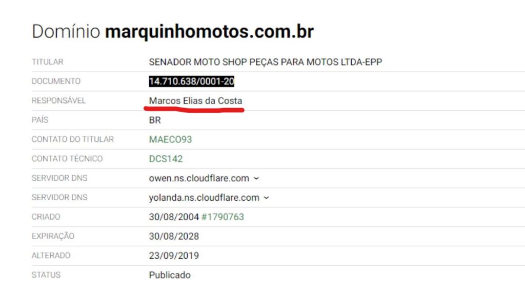 Print do site Whois