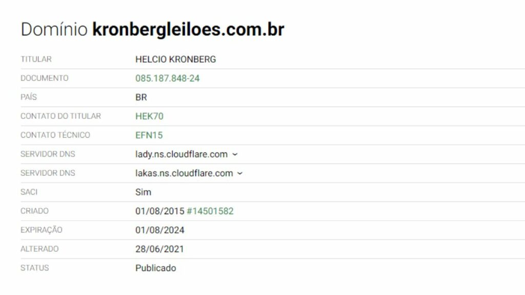 Print do site Whois